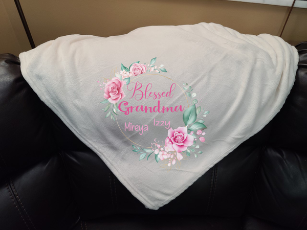Blessed Grandma Fleece Throw Blanket