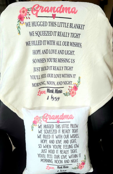 Grandma Hug Blanket & Pillow Set